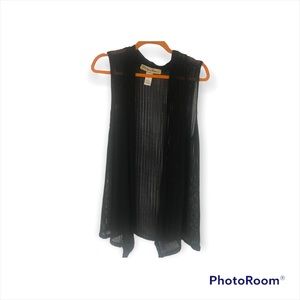 AQUA BLUES KNIT/CROCHETED BLACK VEST